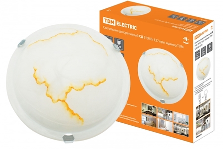 TDM ELECTRIC SQ0358-0022' Светильник декоративный СД 2*60 Вт E27 круг мрамор (в индивид. коробке) TDM